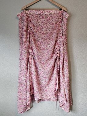 Zelie for She Floral Ruched Maxi Skirt - Pink & Purple - Size 2X